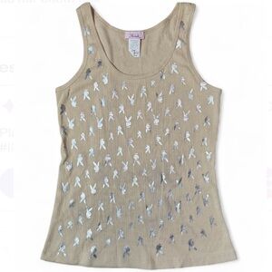 Rachel Tan Tank Top with Silver Details
